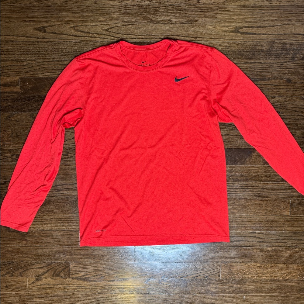 Nike Men's Vibrant Red Long Sleeve Tee